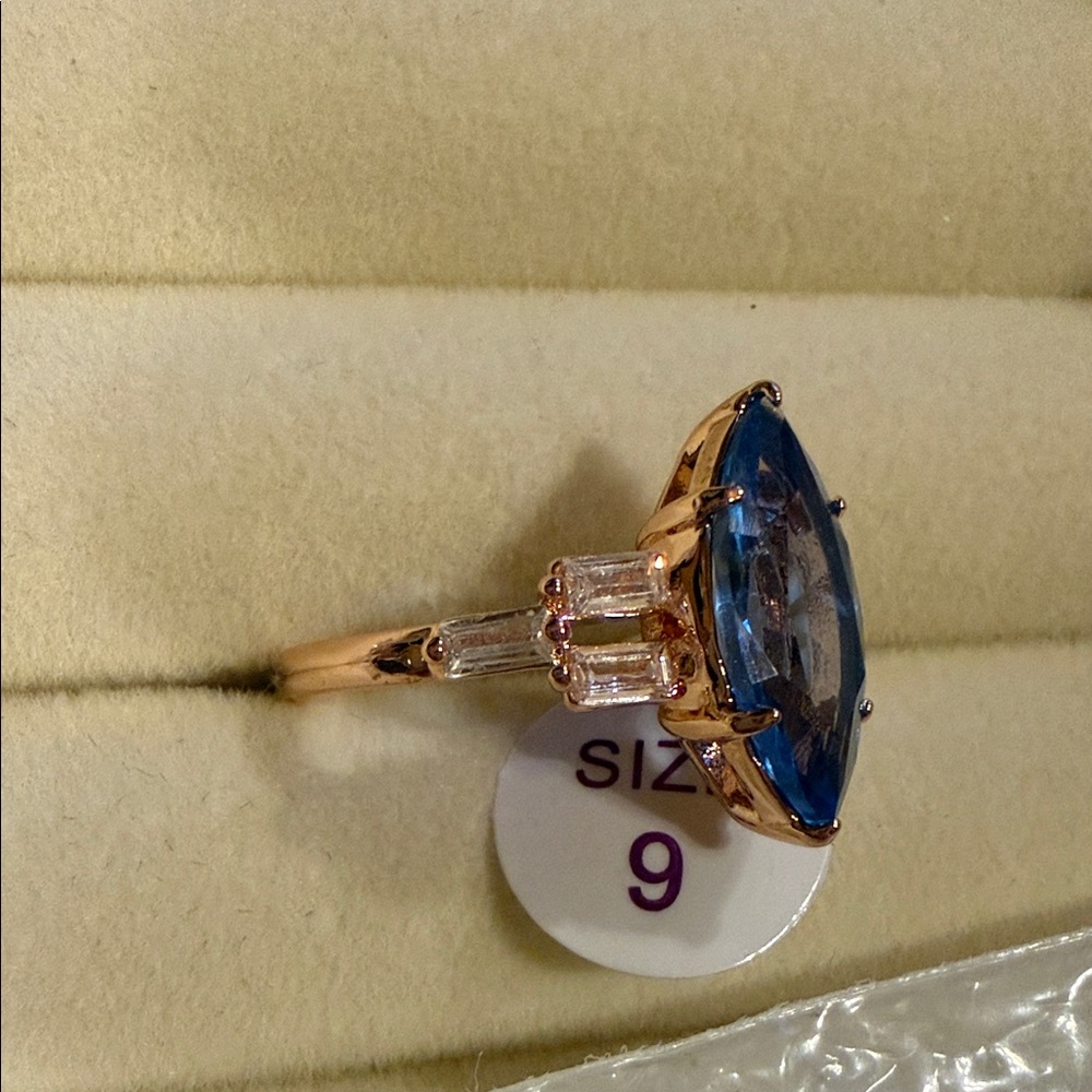 Say It's Mine Rose Gold Aquamarine Ring - Blue - Picture 3 of 3